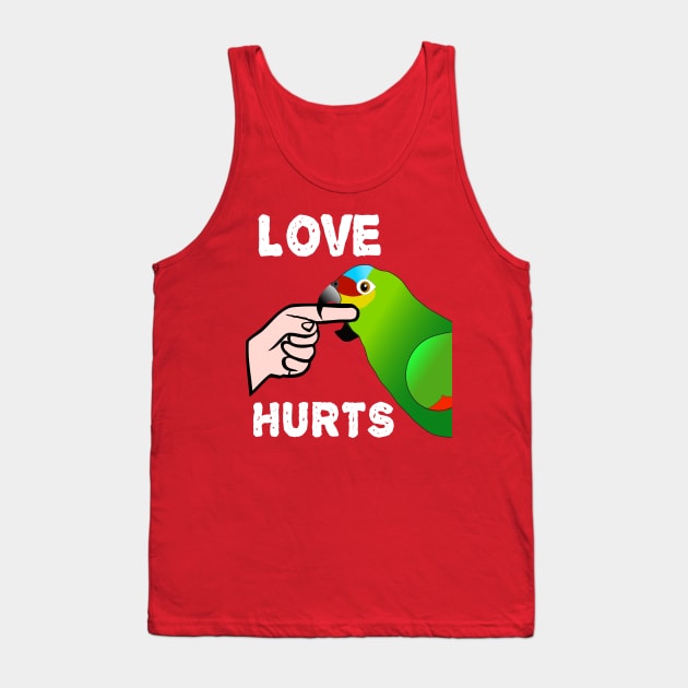 Love Hurts Red Lored Amazon Parrot Biting Tank Top by Einstein Parrot